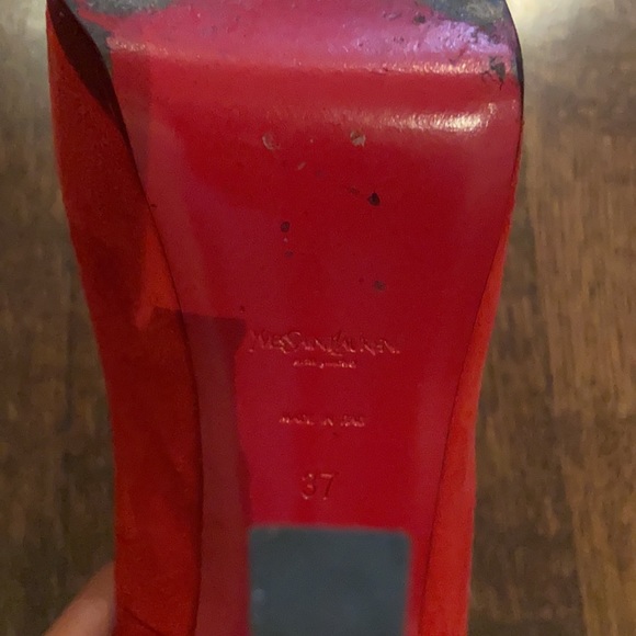 YSL red suede tribute heels - Picture 5 of 9